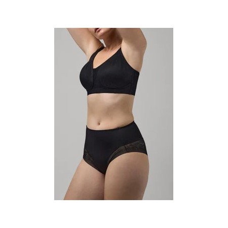 Culotte haute contrôle avec détails en dentelle noire