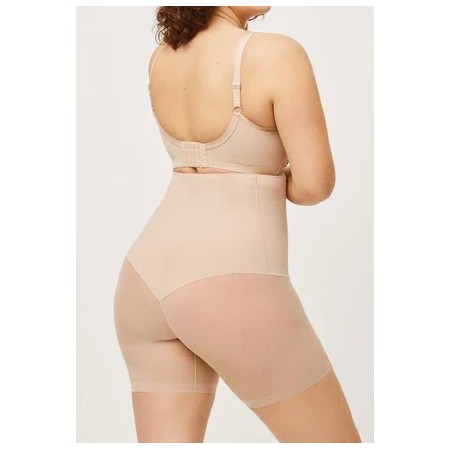 High-waisted belly-reducing belt in tulle fabric with medium compression in black