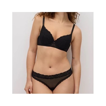 Black Plumeti Thong
