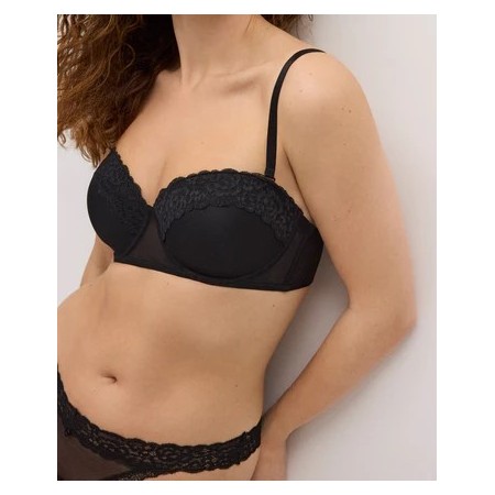 Black Lace Multi-Position Bustier Bra