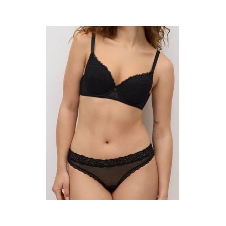 Culotte brésilienne noire en plumeti