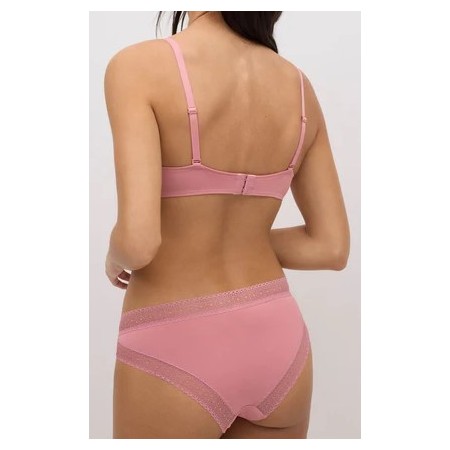 Pink push-up bra with lace detail