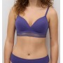 Navy Blue Padded Non-Wired Bra with Lace Detail