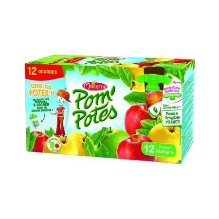 Plain Apple Compotes in Pouches 12x90g - POM' POTES