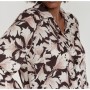 Muslin fabric. Printed design. Straight design. Lapel collar. Long sleeve.