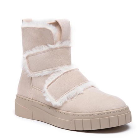 Faux suede velcro boot with fur