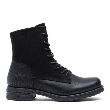 Ankle boot in mixed materials For autumn and winter with lace