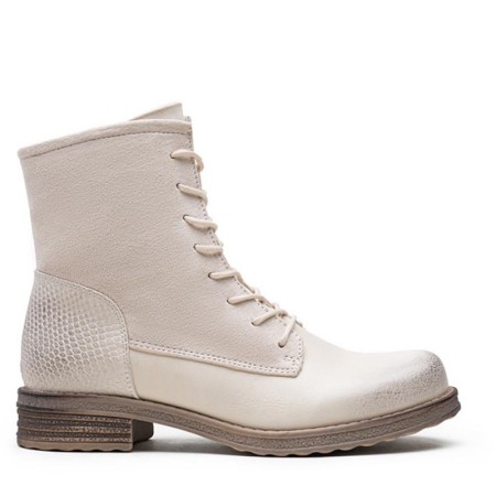 Ankle boot in mixed materials For autumn and winter with lace