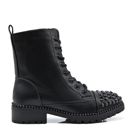 Fur-lined ankle boots, Quality sole surrounded by pearls, V cutout, pearls on strap