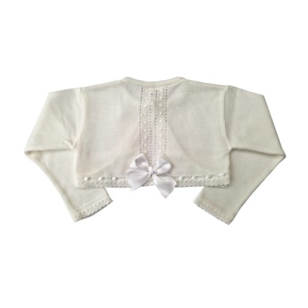 SHORT SUMMER BABY JACKET WITH KNITTED BOW