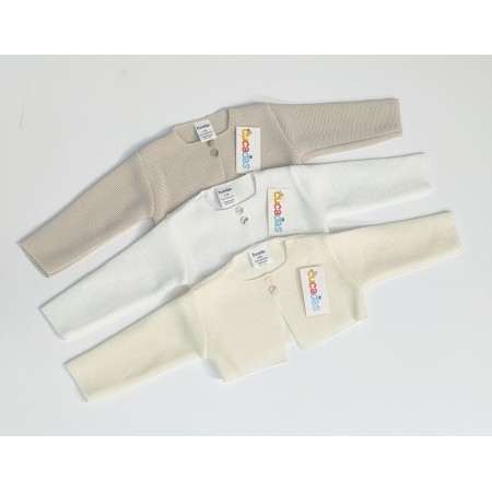 Short spring/summer knitted jacket with button front