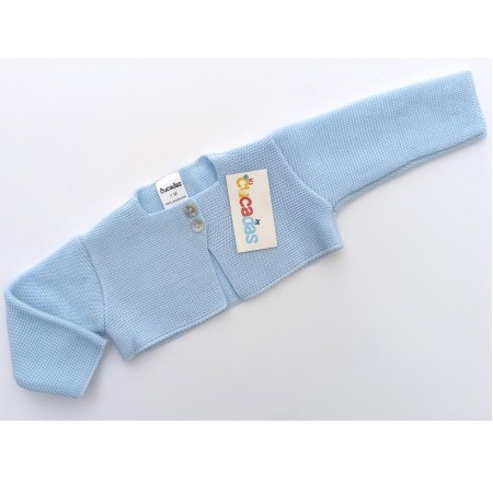 Short spring/summer knitted jacket with button front